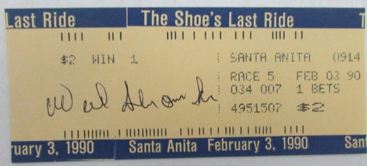 Willie Shoemaker HOF Signed Last Ride Ticket 2/3/90  Breeders Cup JSA 157361