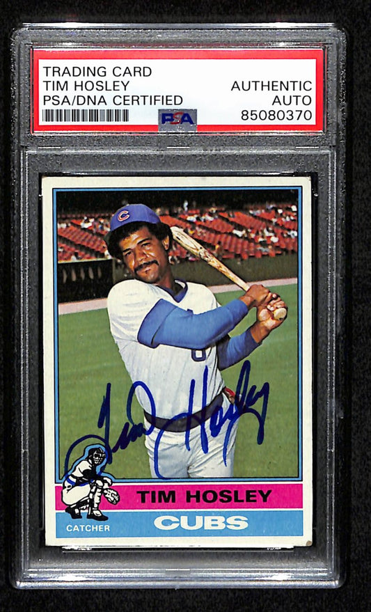 Tim Hosley Signed 1976 Topps Card #482 Chicago Cubs PSA/DNA 184430