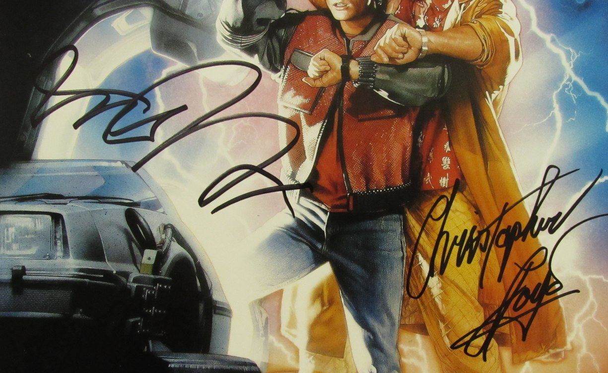 Michael J Fox/Christopher Lloyd sign/auto 11x17 Movie Poster JSA/BAS 173671