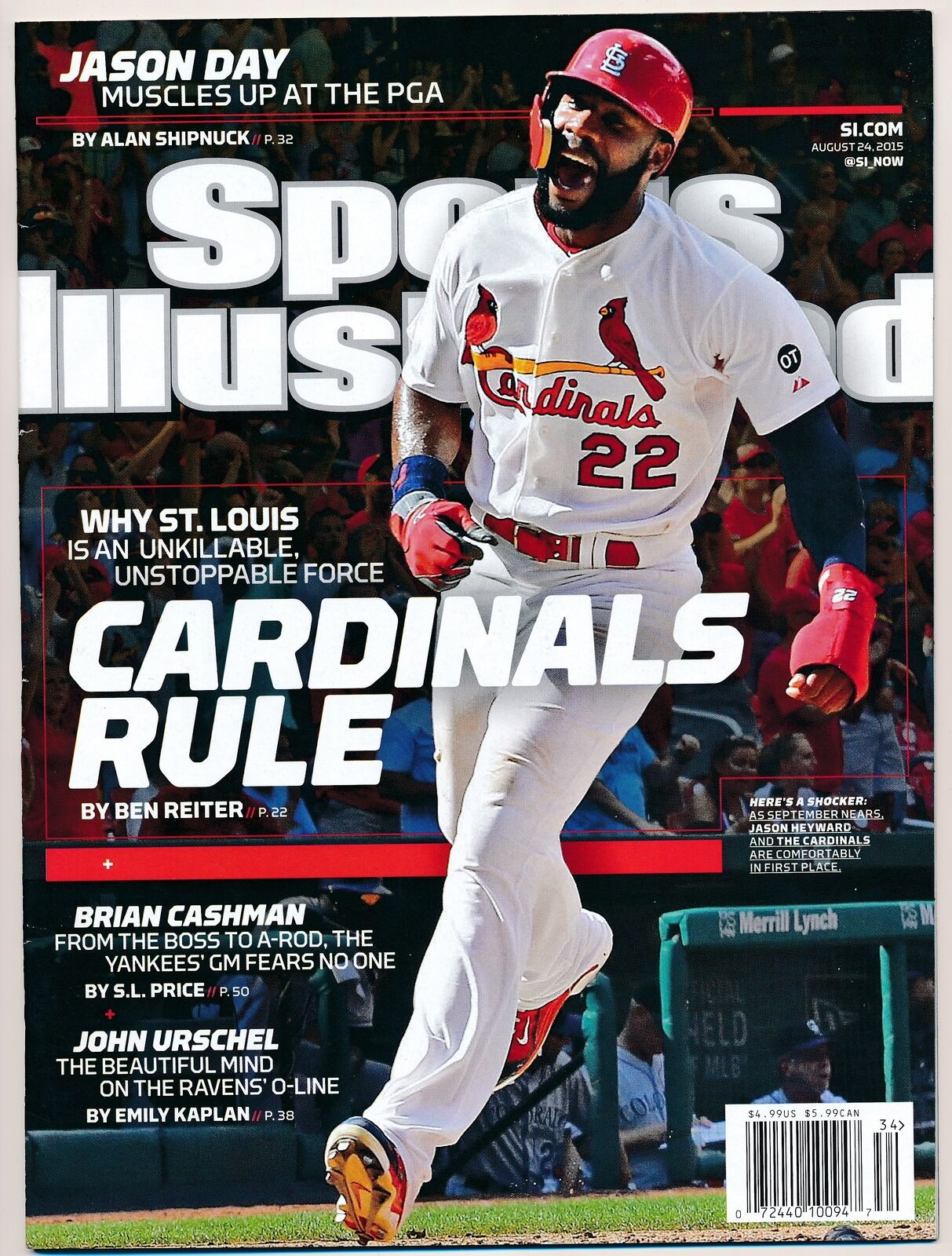 August 24, 2015 Jason Heyward Sports Illustrated NO LABEL Newsstand Cardinals