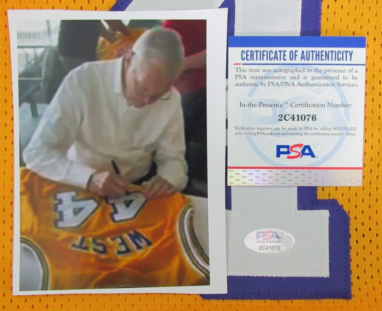 Jerry West HOF Autographed/Inscr Custom Basketball Jersey Lakers PSA/DNA 177734