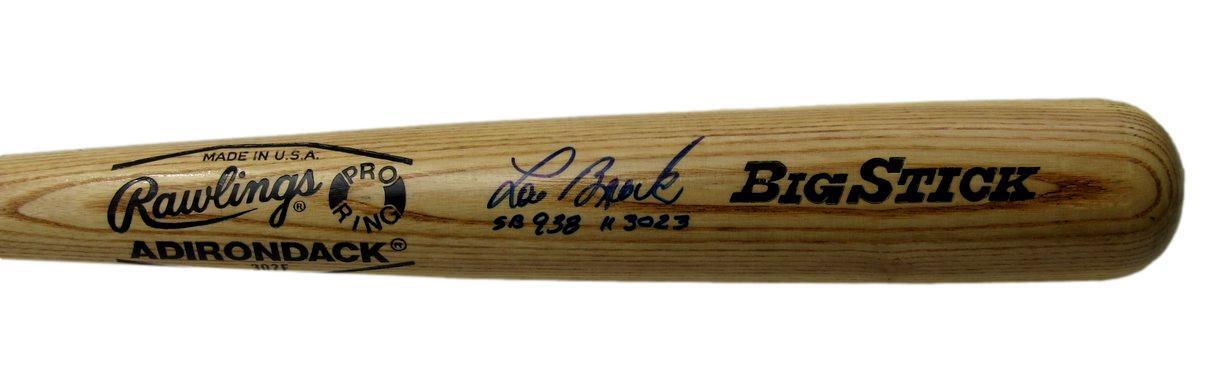 Lou Brock HOF Autographed/Inscribed Cardinals Big Stick Baseball Bat JSA 182555