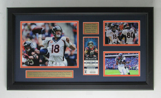 Peyton Manning Broncos 8x10 Photo, Game Ticket, & Photo Collage Framed 161749