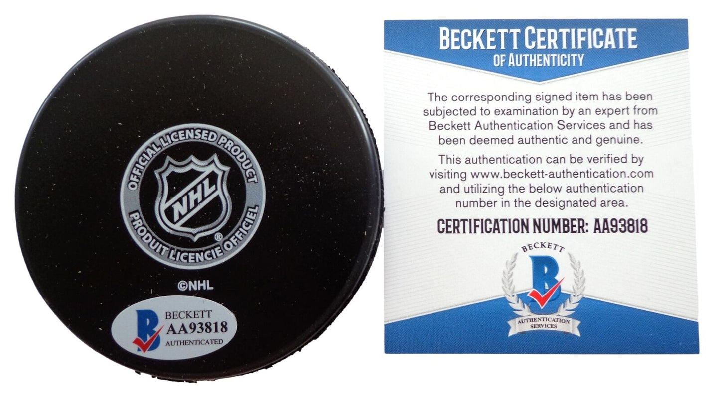 Milt Schmidt HOF Autographed/Inscribed Boston Bruins Hockey Puck Beckett 181050