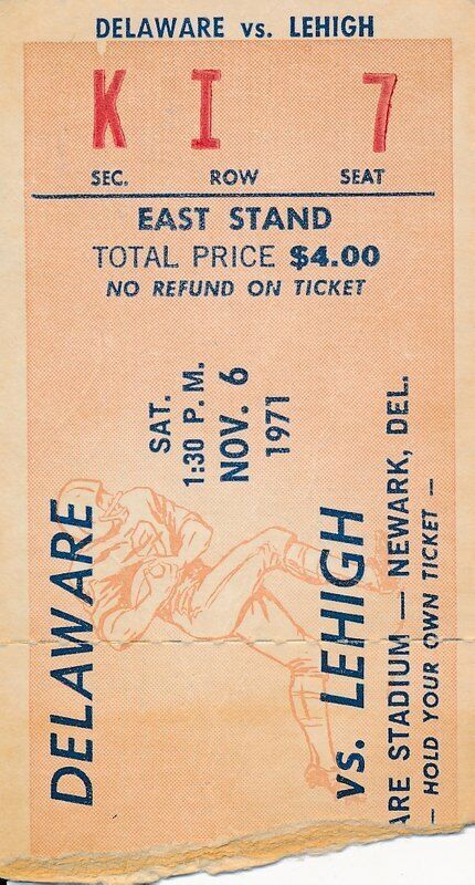 1971 Univ of Delaware vs. Lehigh College Football Game Ticket Stub 144058