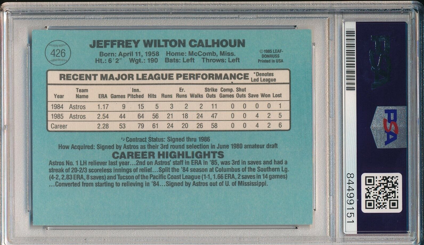 Jeff Calhoun Houston Astros Signed/Auto 1986 Donruss Card #426 PSA/DNA 166118