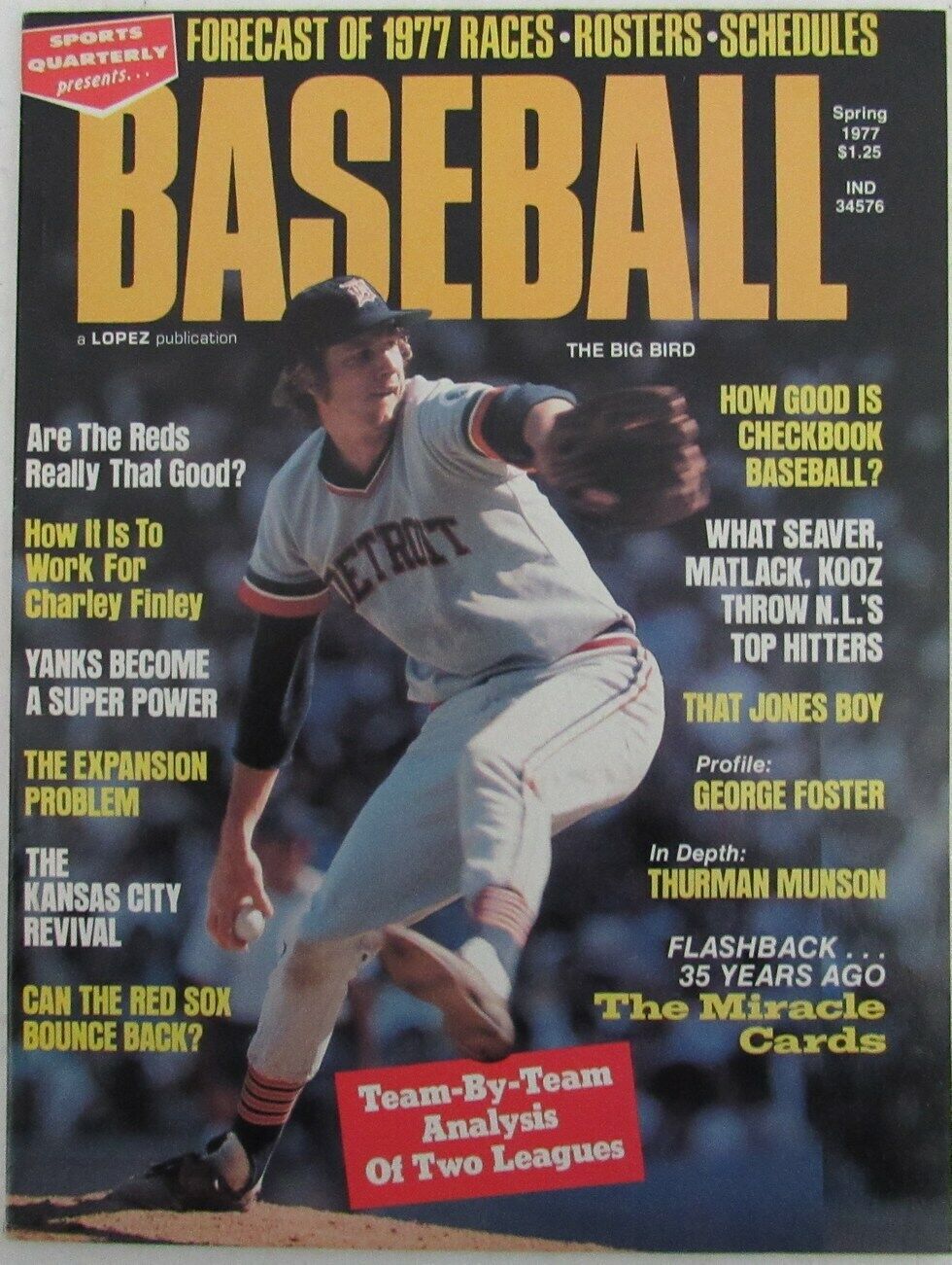 Spring 1977 Baseball Magazine with Mark Fidrych, Detroit Tigers on Cover 164506