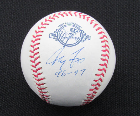 Andy Fox Signed/Auto Yankees 100th OML Baseball JSA Inscr 186649