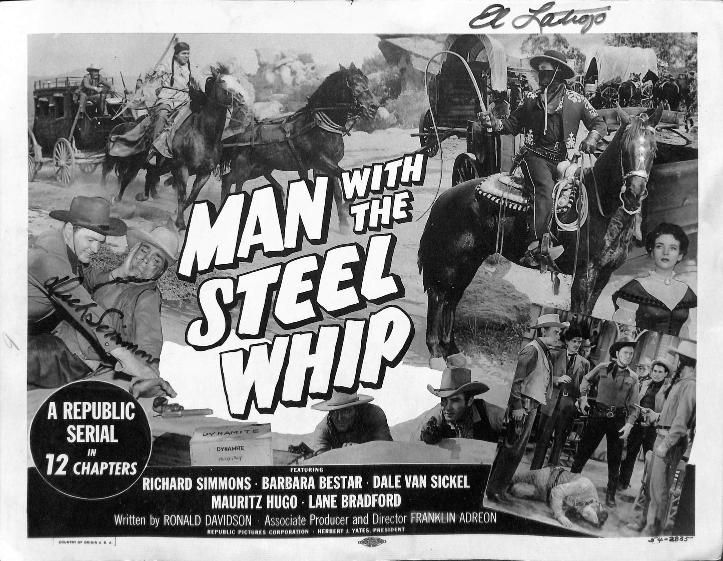 "Man with the Steel Whip" 11x14 Lobby Card Richard Simmons Western 180791