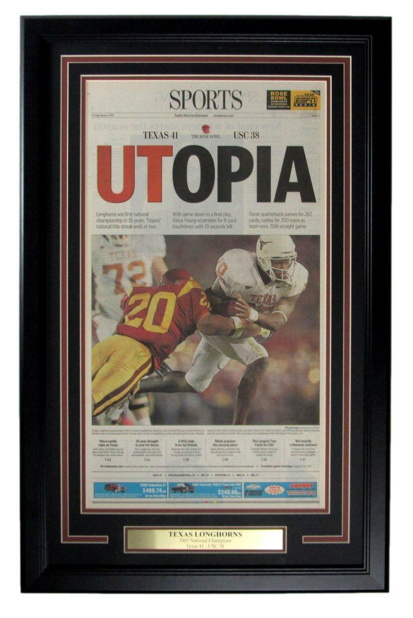 Austin American-Statesman Newspaper Texas 2005 NCAA Champs Framed 166797