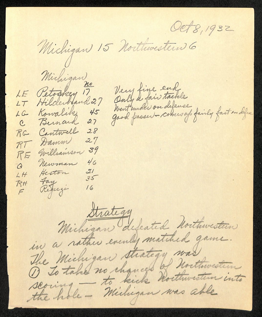 Amos Alonzo Stagg HOF 1932 Handwritten Playbook Page VERY RARE JSA 185586