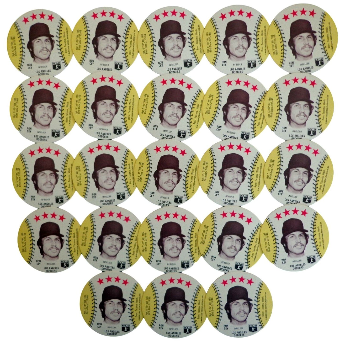 Lot of 23 - 1976 MSA Isaly's Discs Ron Cey Los Angeles Dodgers Gem Mint 153979