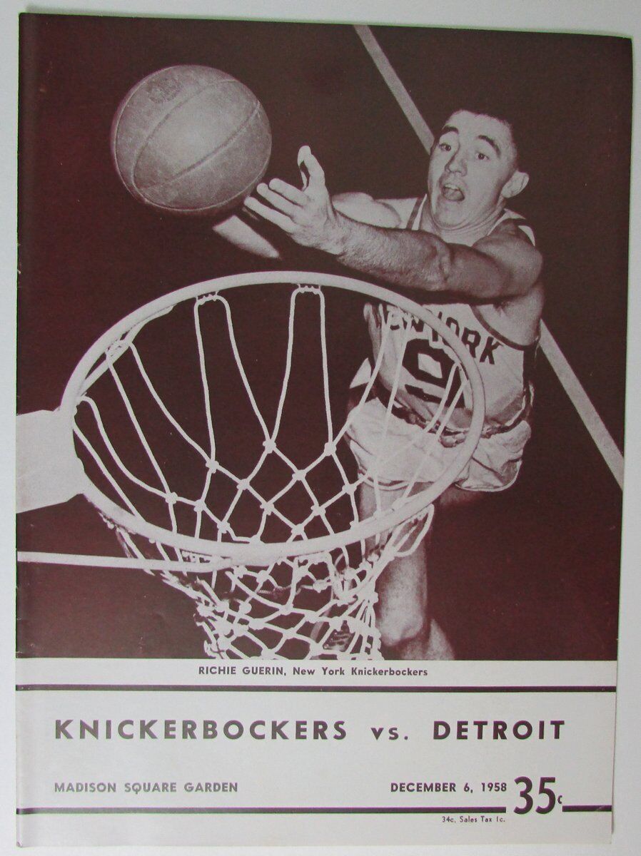 December 6, 1958 New York Knicks vs. Detroit Pistons NBA Progam  NICE  147704