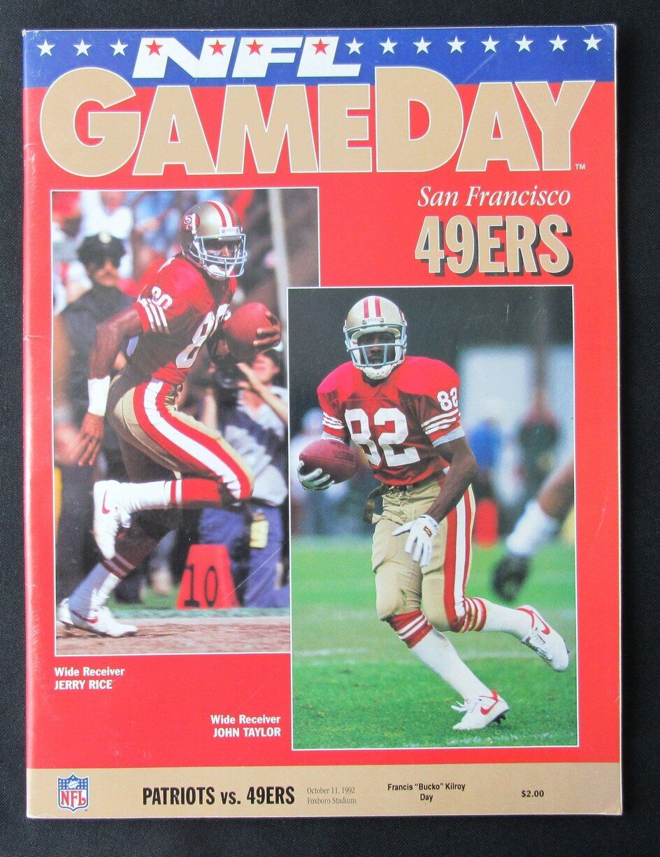 1992 New England Patriots vs. San Francisco 49ers Program Jerry Rice 10/11