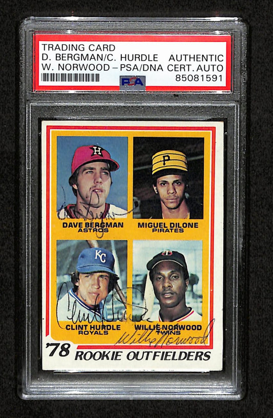 Bergman/Hurdle/Norwood Multi-Signed 1978 Topps Card #705 PSA/DNA 184564