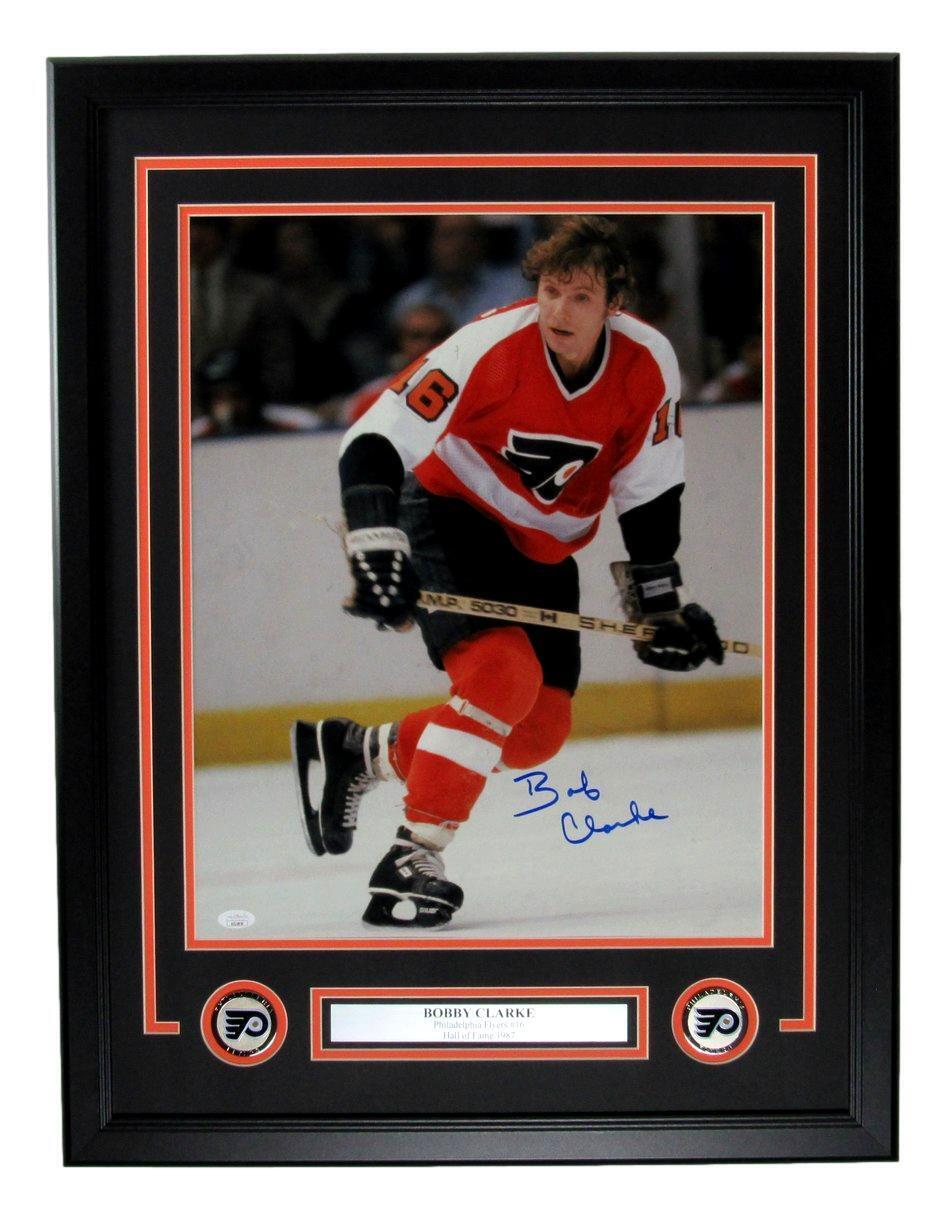 Bobby Clarke HOF Autographed 16x20 Photo Philadelphia Flyers Framed JSA