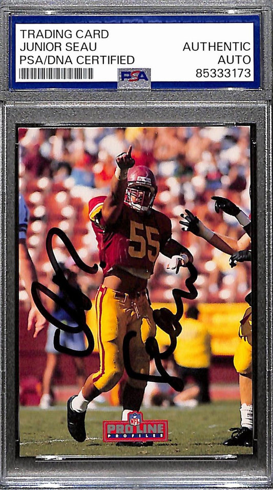 Junior Seau HOF Signed/Autographed 1992 Pro Line #138 USC/Chargers PSA 192511