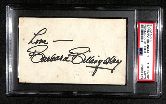 Barbara Billingsley Signed/Inscr 3x5 Index Card "Leave It To Beaver" PSA/DNA 5