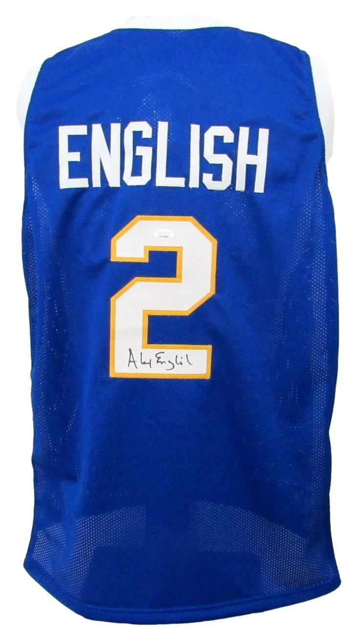 Alex English HOF Signed/Auto Nuggets Blue Custom Basketball Jersey JSA 159270