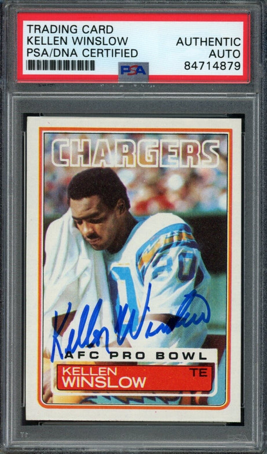 1983 TOPPS Kellen Winslow HOF #382 Authentic Card Signed Chargers PSA/DNA 176691