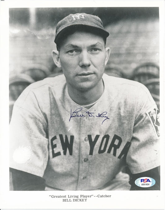 Bill Dickey HOF Yankees Signed/Autographed 8x10 B/W Photo PSA/DNA 159739