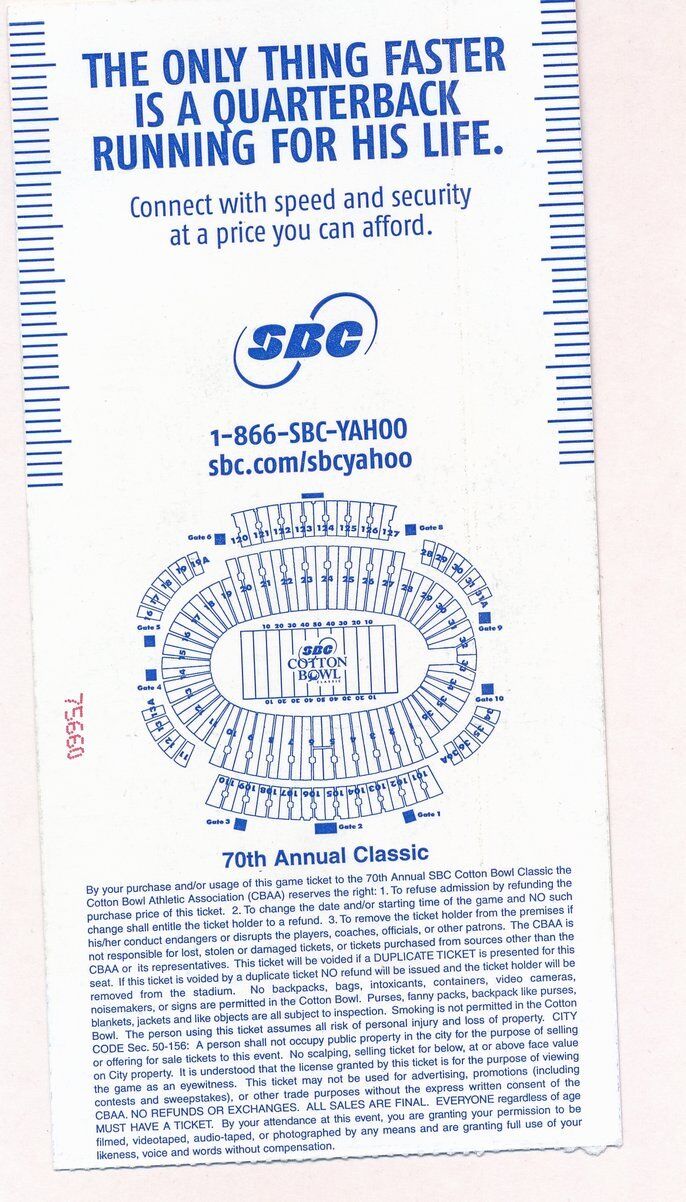 2006 Cotton Bowl Game Ticket Stub Alabama Crimson Tide vs. Texas Tech 137094