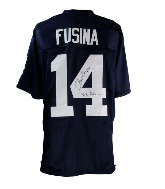 Chuck Fusina Autographed/Inscribed Blue Custom Football Jersey Penn State JSA