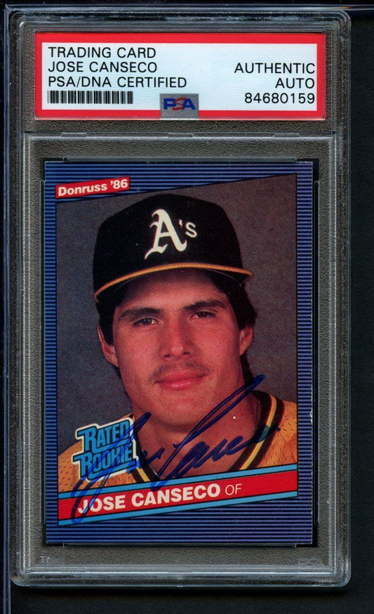 1986 Donruss Rookie Jose Canseco #39 Authentic Card Signed Oakland A's PSA/DNA