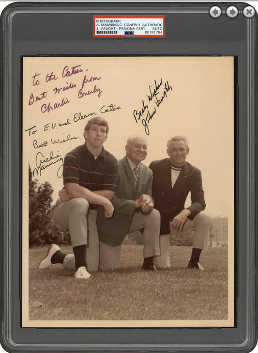 Archie Manning/Charlie Conerly/John Vaught Ole Miss Signed Photo PSA/DNA 188254