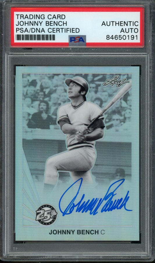 Johnny Bench Autographed 2015 Leaf 25th Anniversary Card #BA-JB1 Reds PSA/DNA