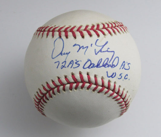 Denny McLain Autographed/Inscribed OML Baseball Oakland A's PSA/DNA 191631