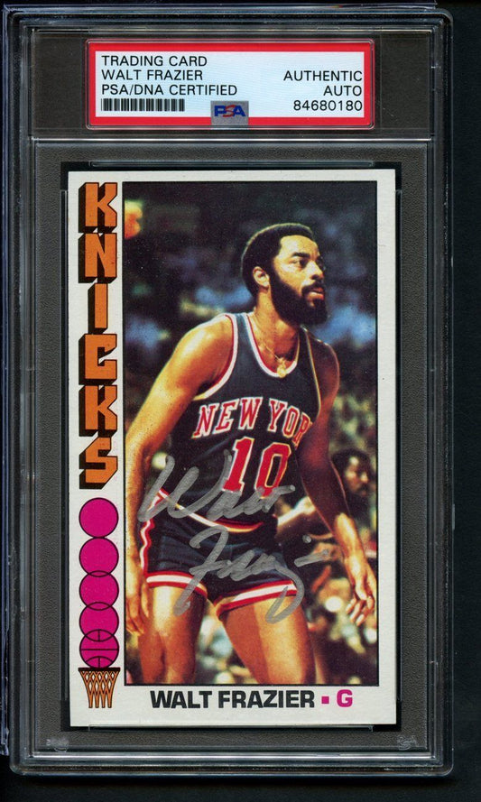 1975 TOPPS Walt Frazier HOF #64 Authentic Card Signed New York Knicks PSA/DNA