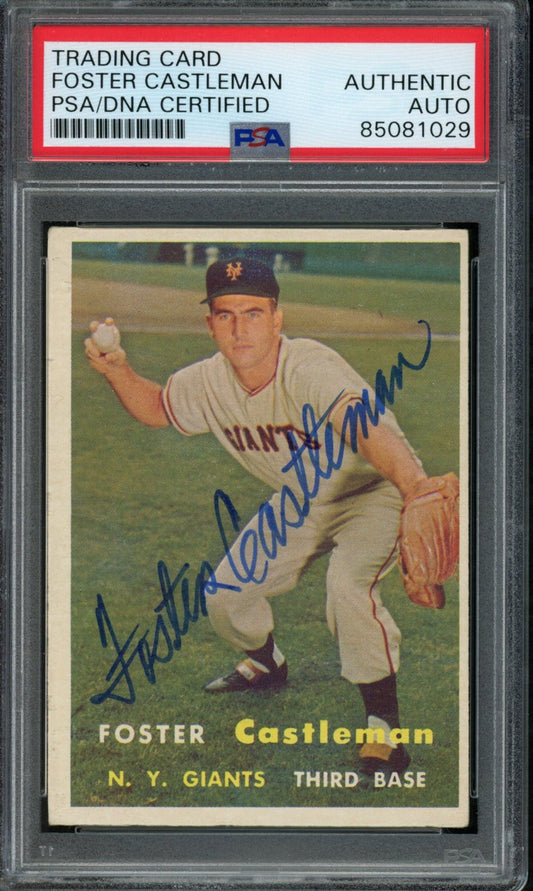 Foster Castleman Signed 1957 Topps Trading Card #237 NY Giants PSA/DNA 183574