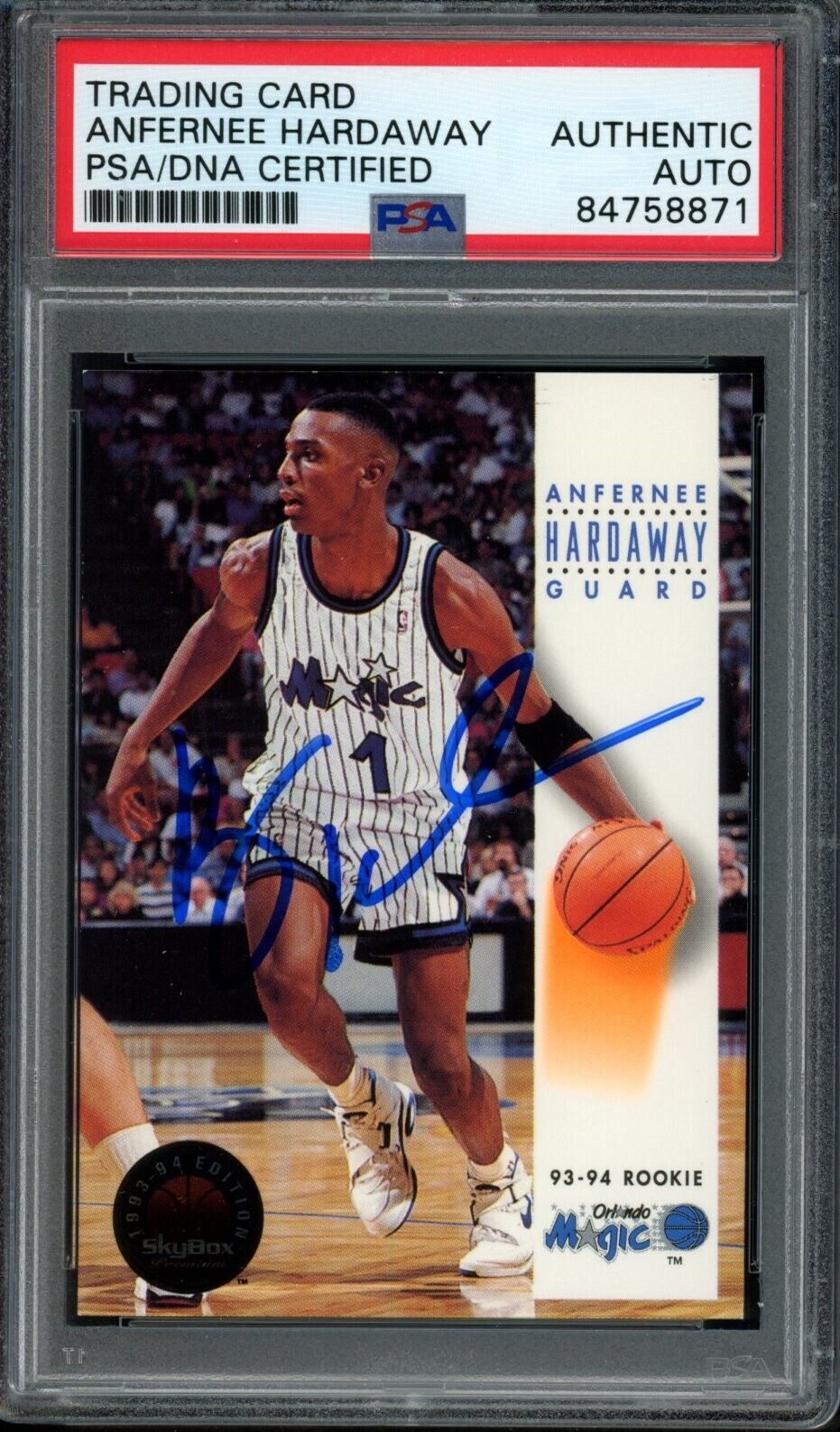 1993-94 Skybox Anfernee Hardaway #259 Rookie Card Signed Magic PSA/DNA 176109