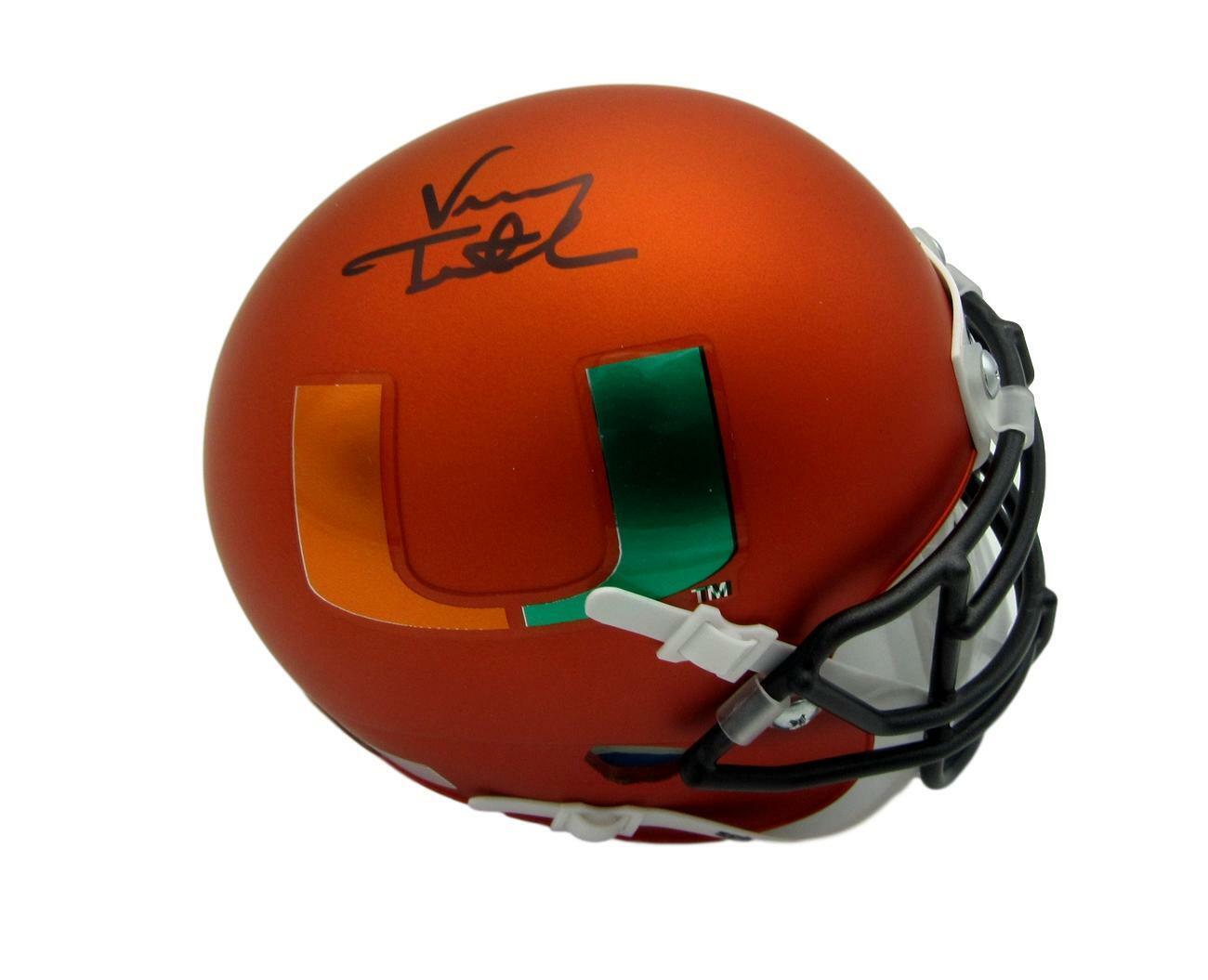 Vinny Testaverde Miami Hurricanes Signed XP Orange Schutt Mini Helmet JSA 152420