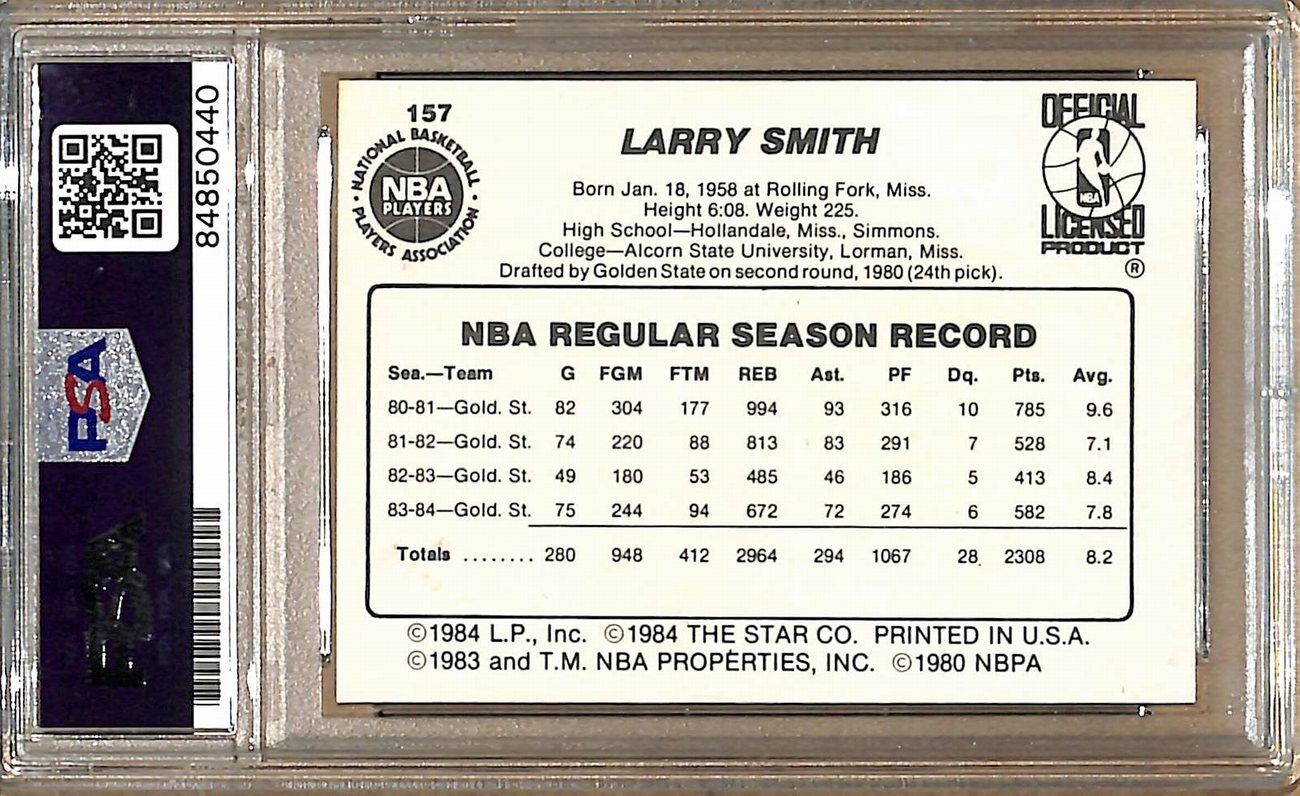 1984-85 Star Company #157 Larry Smith Warriors Signed/Auto Card PSA/DNA 178931