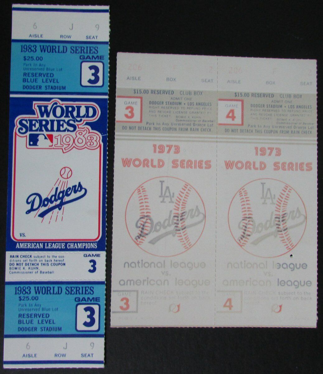 Three Los Angeles Dodgers Phantom World Series Full Tickets '73 & '83 145450