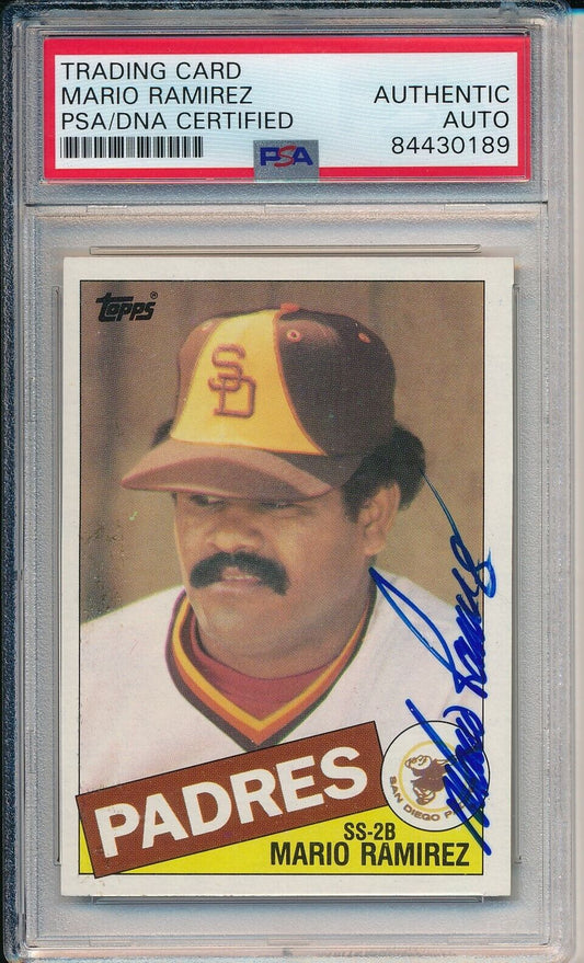 Mario Ramirez San Diego Padres Signed/Auto 1985 TOPPS Card #427 PSA/DNA 164176
