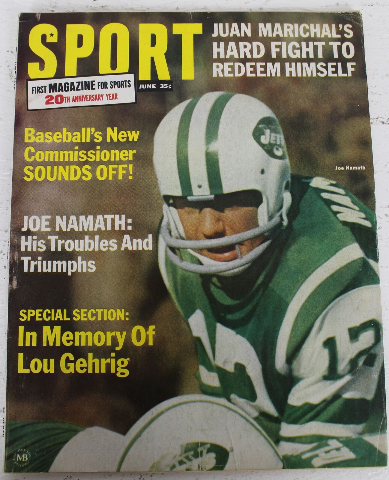 1966 Sport Magazine June Joe Namath NY Jets  on Cover NO LABEL 136109