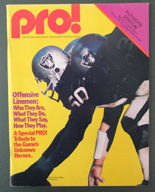1977 Pro! Buffalo Bills vs. New England Patriots Program 11/06 Dave Dalby