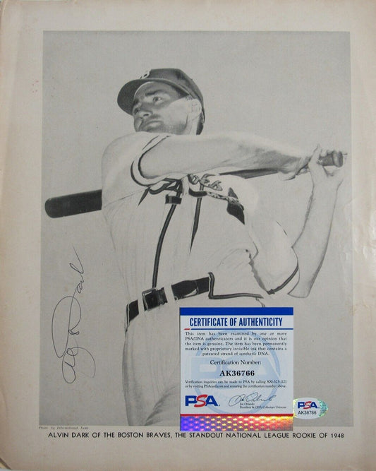 Alvin Dark Autographed 9x11 Baseball Magazine Insert Photo NY Giants PSA/DNA