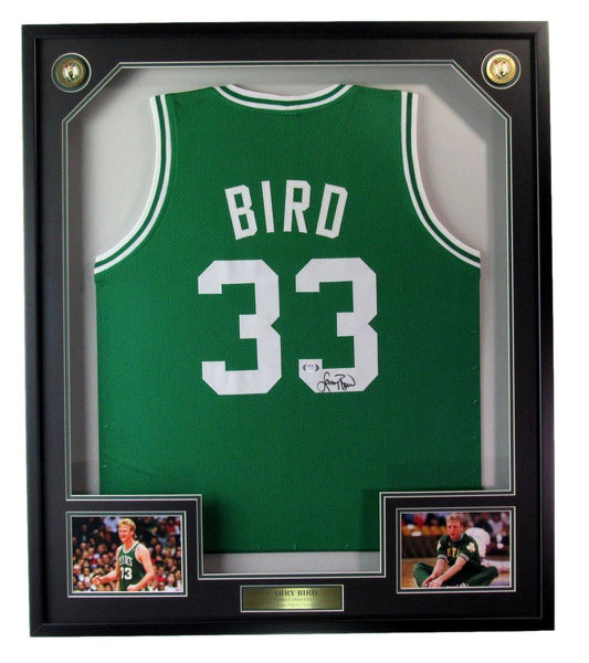 Larry Bird HOF Signed/Auto Celtics Basketball Jersey Framed PSA/DNA 189458