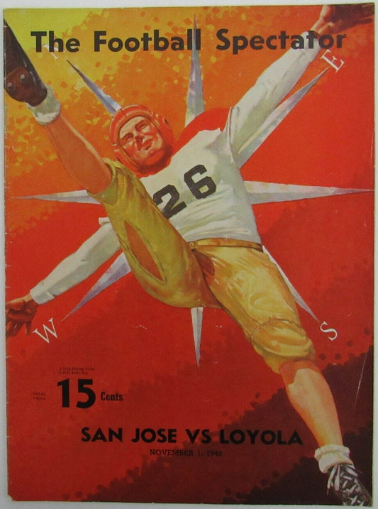 1940 San Jose vs. Loyola College Football Game Program 155976