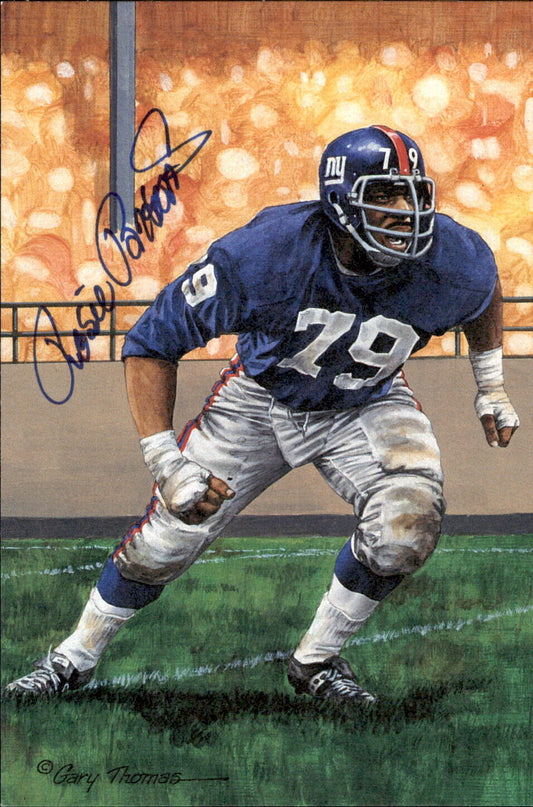 Roosevelt Brown HOF Autographed Goal Line Art GLAC Postcard New York Giants JSA