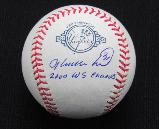 Glenallen Hill Signed/Auto Yankees 100th OML Baseball JSA Inscr 186739