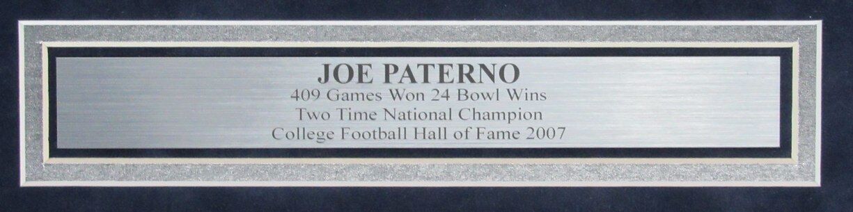 Joe Paterno Autographed Cut Card with Photo Collage Penn State Framed JSA 177224