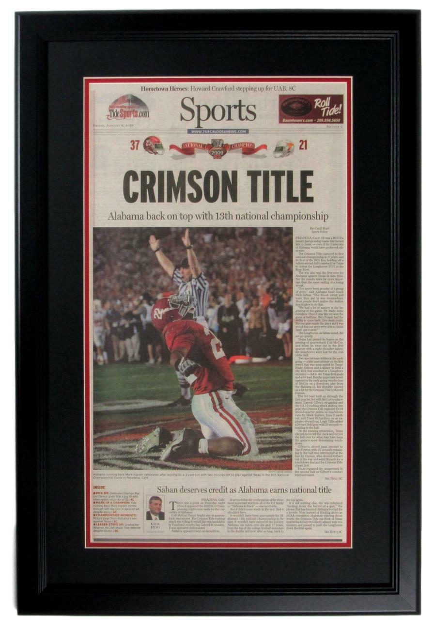 Tuscaloosa News 2009 National Champs Alabama Crimson Tide Newspaper Framed152275