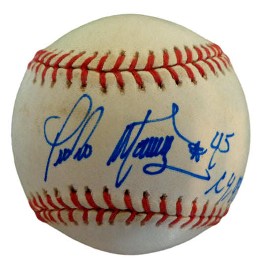 Pedro Martinez HOF Autographed/Inscribed OML Baseball Boston Red Sox JSA 180384