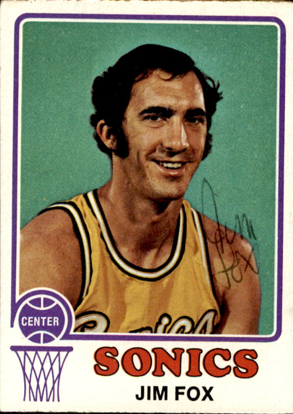 Jim Fox Autographed 1973-74 TOPPS Basketball Card #24 Super Sonics 182911