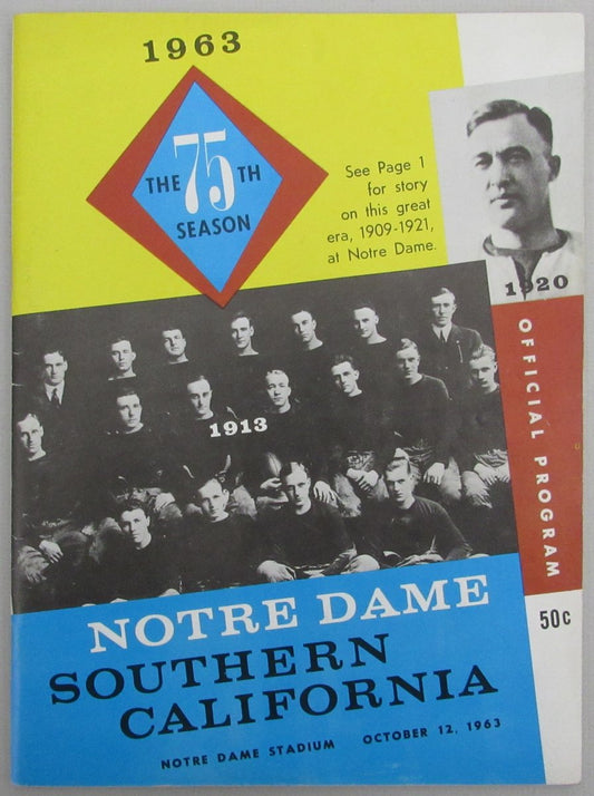 October 12, 1963 Notre Dame vs. USC College Football Program 192261